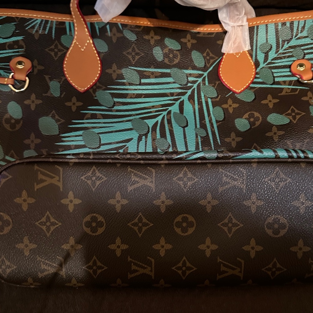 Elegant Teal and Brown Tote Bag - Picture 9 of 10